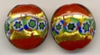Red Discs, 24 MM, with Antique Mosaic Canes